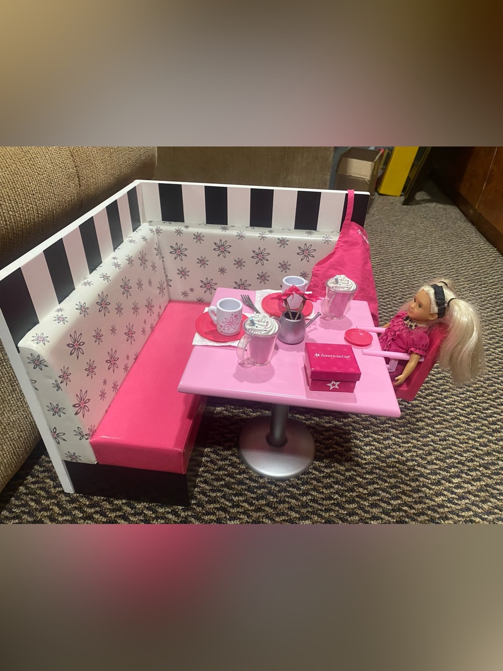 American Girl Pink and White Diner Booth Playset